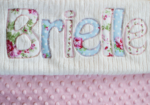 monogrammed baby blanket girl pink custom personalized