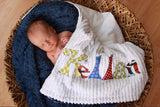monogrammed baby blanket navy blue