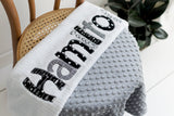 Monogrammed baby blanket boy grey personalized custom