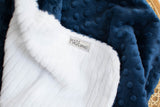 Monogrammed Baby Blanket in Navy Blue "Ocean"