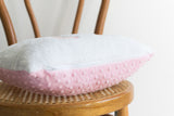 white chenille and pink minky pillow