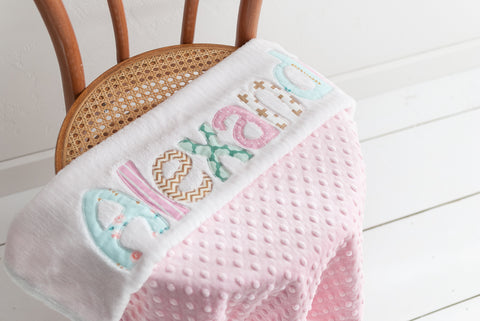 monogrammed baby girl blanket pink