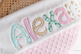 personalized baby blanket pink gold aqua