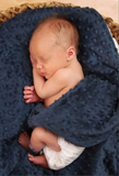 navy blue minky blanket baby wrapped