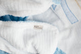white chenille and blue minky baby blanket madesmall